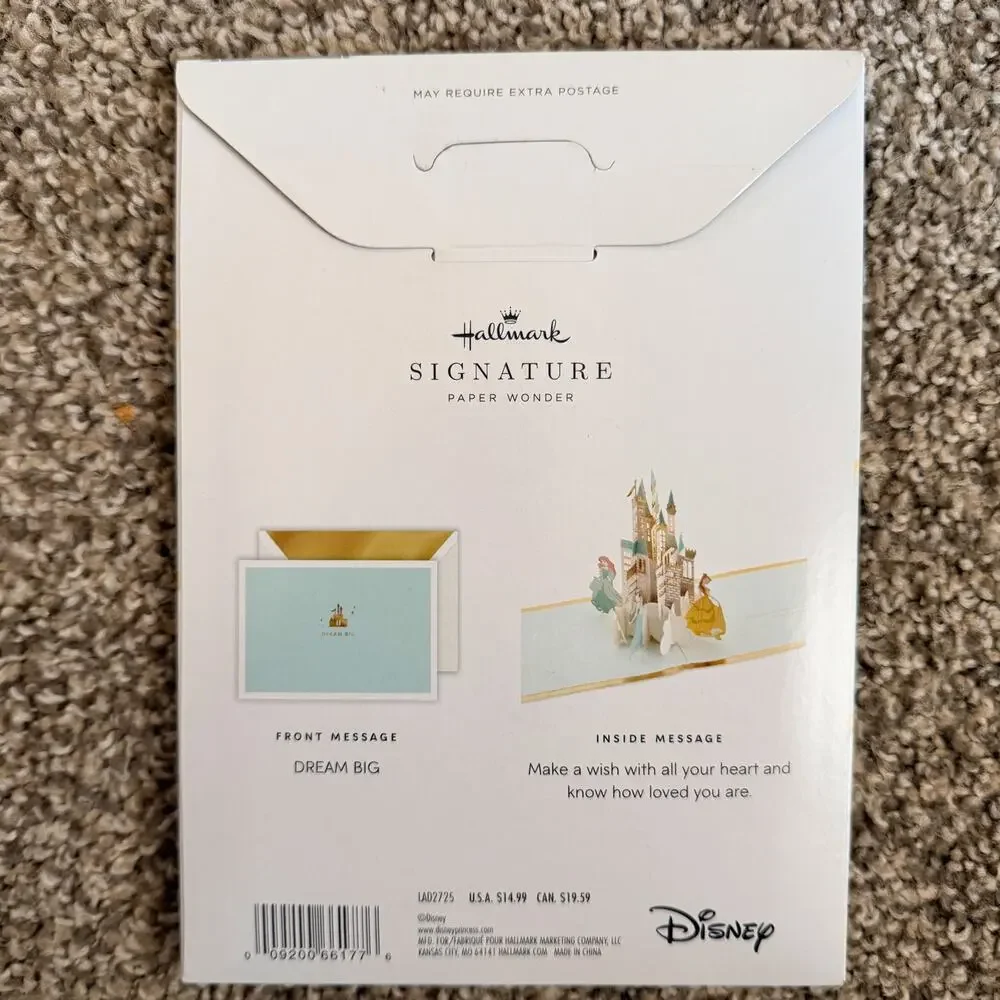 Hallmark Signature Paper Wonder Disney Princess Castle Pop-Up Card